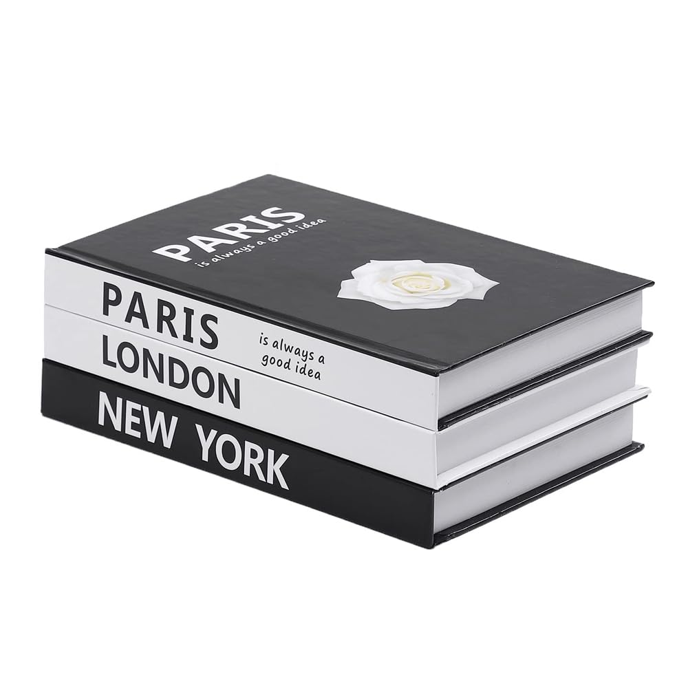 Azonee Decorative Books for Home Decor, 3 Pcs Coffee Table Books Set, Faux Books for Stylish Decoration, Ideal for Living Room, Table, Shelf Decor