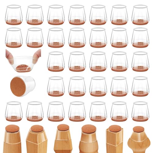 Image of 36Pcs Silicone Chair Leg Floor Protectors,Floor Protectors for Chairs,Rubber Chair Leg Protectors for Hardwood Floors,Chair Leg Caps Chair Leg Covers for Wooden Floors(Clear, Large)