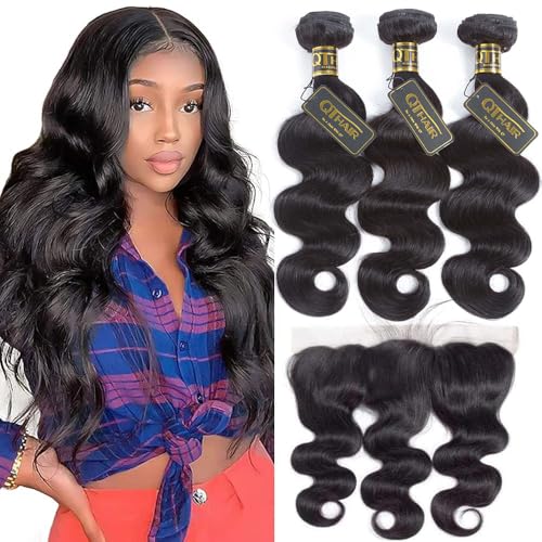 QTHAIR 18A Body Wave 3 Bundles with 13x4 Frontal