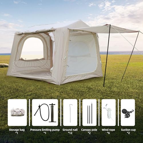 Carpa Inflable para Camping, 4-6 Personas, Tejido Oxford Beige miniatura 7
