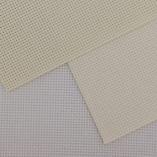 Image of KCS 3 pc of 12 inch x 18 inch 14CT Counted Cotton Aida Cloth Cross Stitch Fabric (White+Natural Antique White+Cream)
