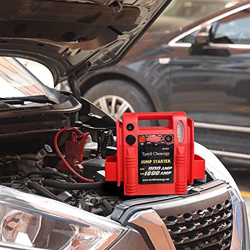 Tyrell Chenergy 1800/900 Peak Amp 12V/24V Jump Starter, Truck Battery Booster Pack, and Commercial Jumper Cables,Includes DC/USB Power for Charging Phones and Tablets,Jump Box Battery Clamps - Image 5