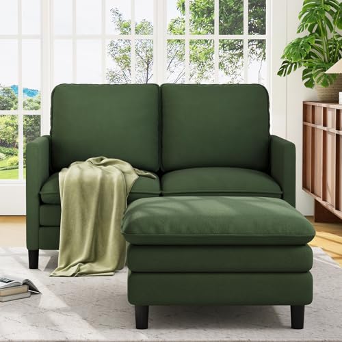 Image of Welzona 3-Layers Cloud L Shaped Couch, 51 inch Teddy Sofa and Loveseat Set