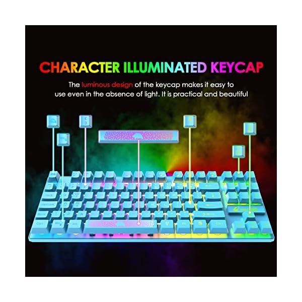 UK-Layout 80% Gaming-Tastatur und -maus, drahtgebundenes RGB-Mechanische Gefühl-Tastatur + 6400 einstellbarer DPI-Gaming… – Bild 6