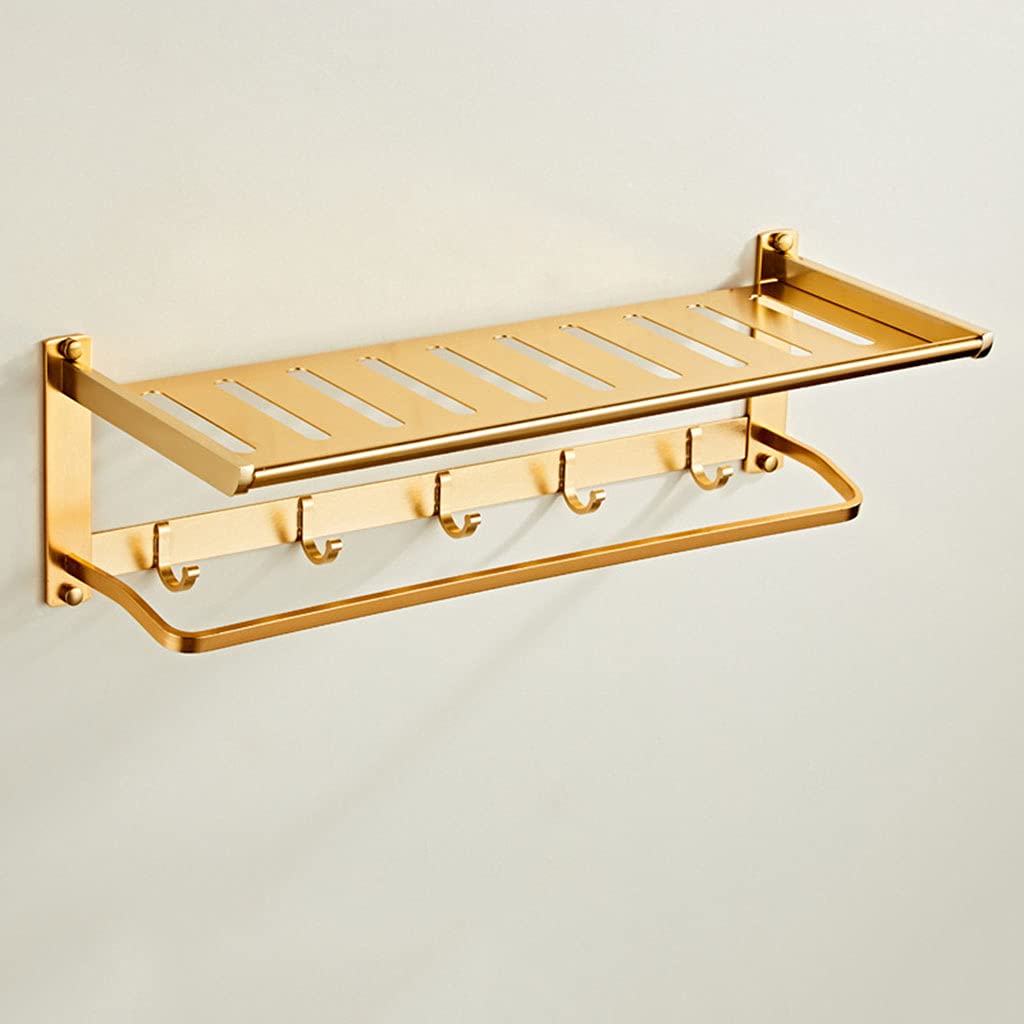 Étagère de serviette avec crochets or CRODY pour optimiser votre salle de bain
