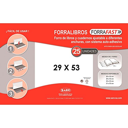 SARO Forralibro 29 x 53 cm. PVC Transparente, Caja x25