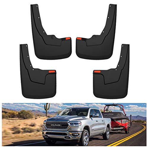 Kiwi Master Mud Guards Flaps Compatible for 2019-2021 Dodge Ram 1500 Heavy Duty Front and Rear Combo Set Splash Guard (with OEM Fender Flares Only)