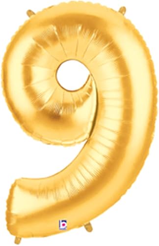 Globos con forma de números Burton & Burton, de color oro, de 40 pulgadas, 9, Dorado