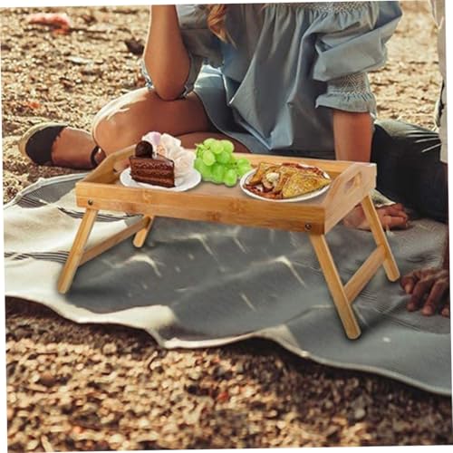 Table de lit bois pliable multi-usage avec poignées pour ordinateur et écriture
