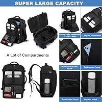 für Easyjet Handgepäck 45x36x20 Groß Reiserucksack für Flugzeug Handgepäck Tasche Laptop Rucksack 15.6 Zoll mit USB Ladeanschluss Reisetasche für Herren Damen Schulrucksack Jungen Teenager,Schwarz – Ansicht 3