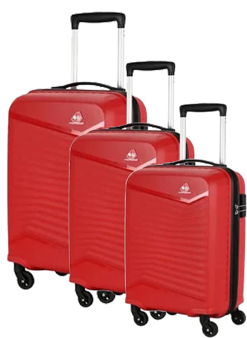 American Tourister Kamiliant By Kam-Rocklite Set Of 3 Trolley Bags (Small- 55 Cm, Medium- 68 Cm And Large- 79 Cm Hard-Sided Polypropylene 4 Wheeler Spinner Luggage (Red)