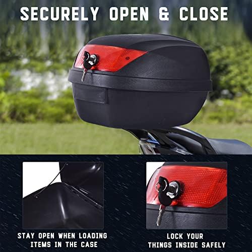 HOMCOM 28L Motorcycle Tail Box Helmet Top Case Motorbike Luggage Storage Trunk Carrier Mount Rack w/ 2 Keys