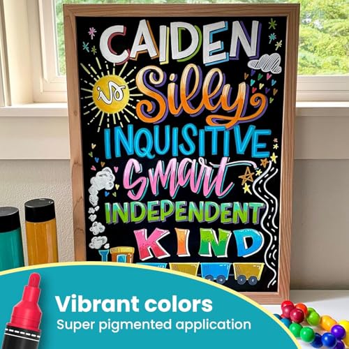 Chalkola Liquid Chalk Markers Erasable (10 Pack) w/Gold & Silver - Washable Paint Chalk Pens for Chalkboard Signs, Blackboard, Car Window, Bistro, Glass, Board - Neon Wet Wipe 6mm Reversible Bold Tip