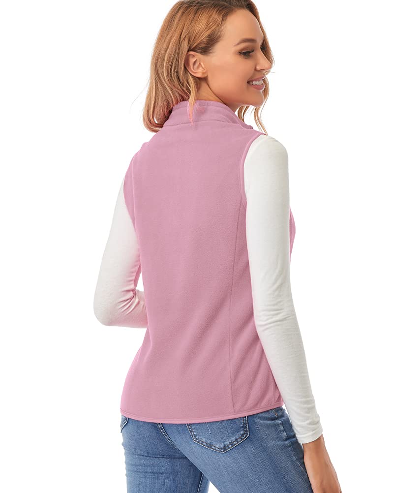 fuinloth Gilet in pile da donna,Termico Senza Maniche Elegante Collare Eretto con Zip e Tasca