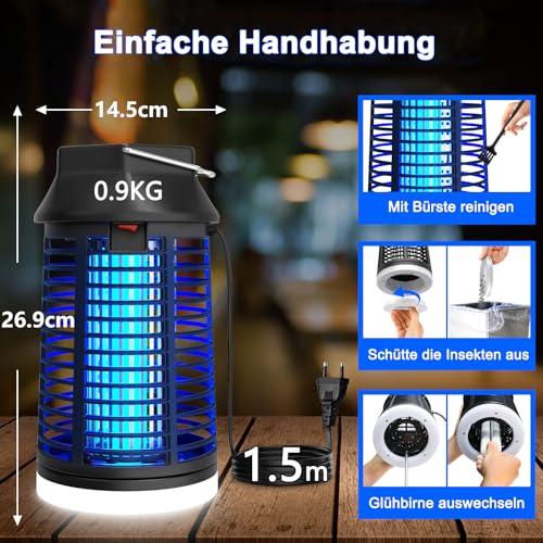 WUEAOA Insektenvernichter 4200V Mit Fernbedienung 15W UV-Mückenlampe – Ansicht 6