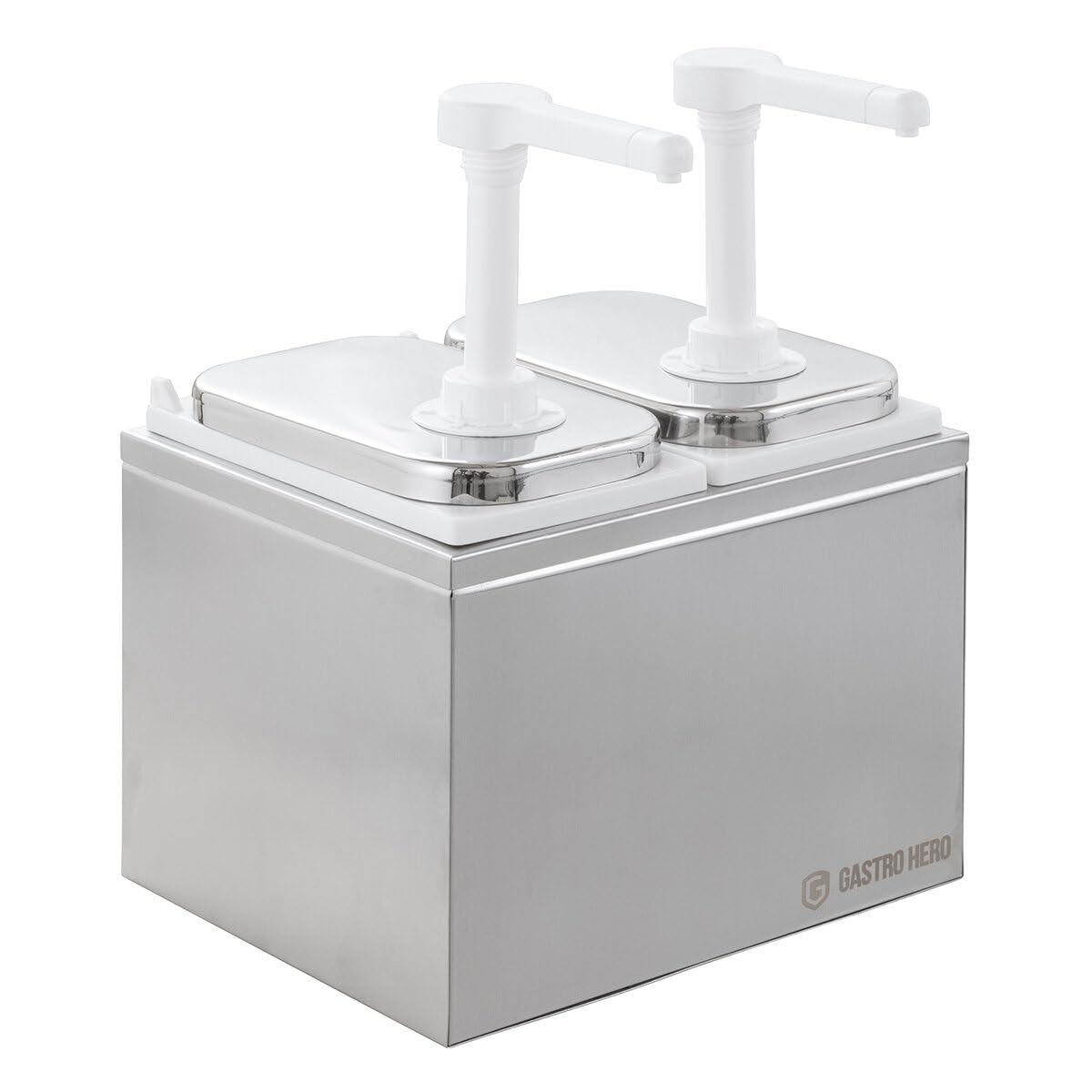 GastroHero Saucenspender 2x 2 Liter – Dosierpumpe PP für Saucen, Ketchup, Mayonnaise, Dressings & Flüssigkeiten – Gastronomiebedarf