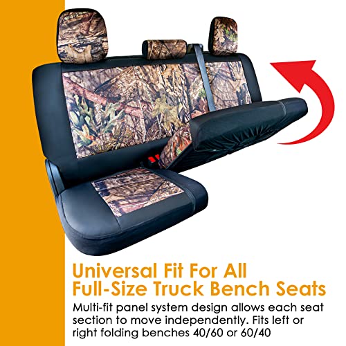 Image of Mossy Oak Camo Truck Bench Seat Cover Fits All Full-Size Silverado F-150 Ram Sierra Titan Tundra Pickup Trucks; Folding Bench or Standard Bench Seats; 70% Polyester, 30% Polyurethane
