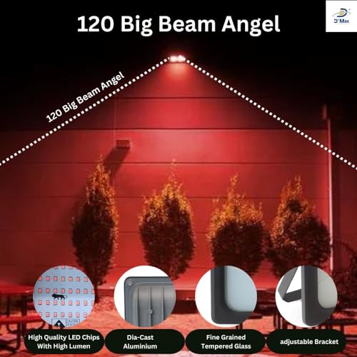 Image of D'Mak 100 Watt LED Flood Light Grey Body Down Chock Waterproof IP65 for Outdoor Purposes (2, Red)