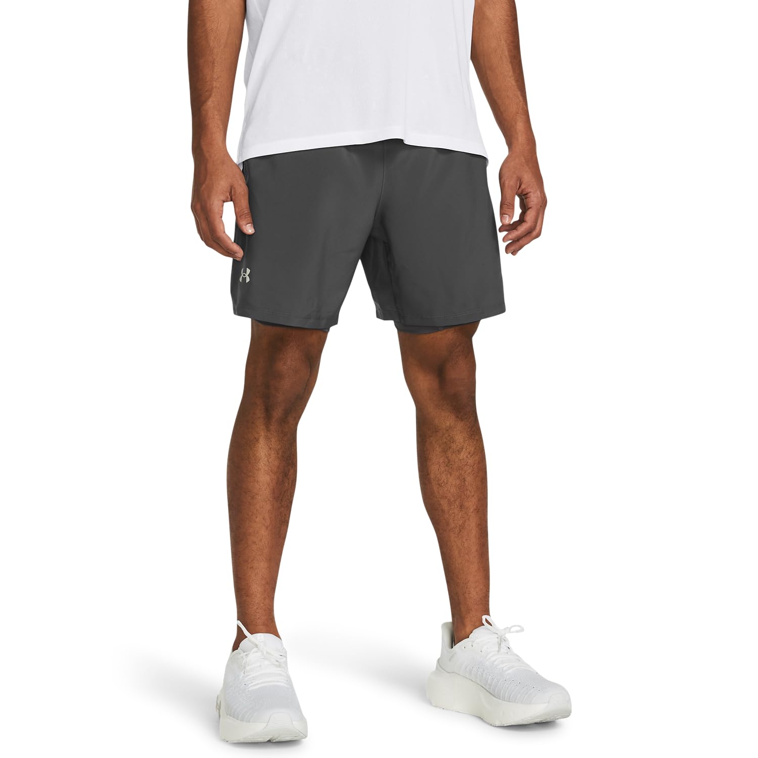 Under Armour Mens Running Launch 7Inch 2In1 Shorts - Grey