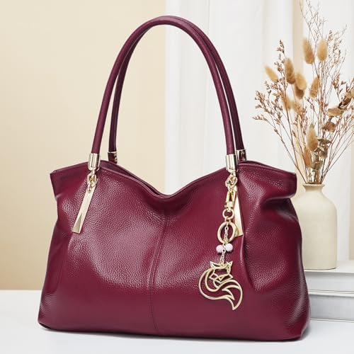 Image of FOXLOVER Soft Genuine Leather Medium Purses for Women Tote Bag Handbags with Top-handles Shoulder Satchel Purse
