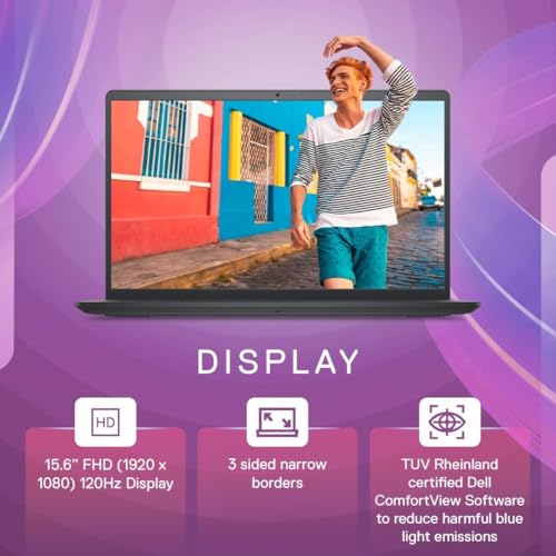 Image of Dell 15, AMD Ryzen 3 7320U Processor (8GB RAM / 512GB SSD /Windows 11 + Office H&S 2024 + M365 / 15.6 inch(39.62 Cm) FHD Display / 12 Month Mcafee /Black Color / 1.63 Kg /Thin & Light Laptop