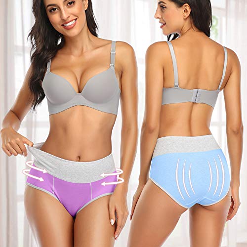 Image of Womens Underwear,Cotton Mid Waist No Muffin Top Full Coverage Brief Ladies Panties Lingerie Undergarments for Women Multipack