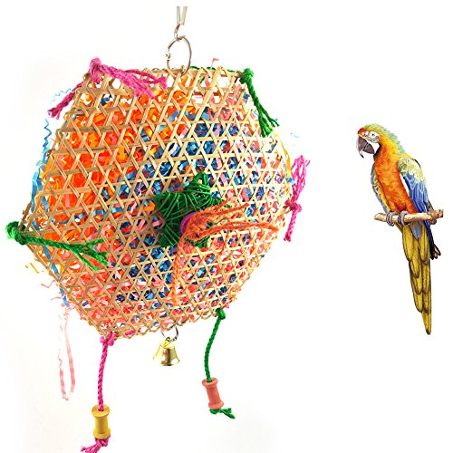 Milopon - Juguete de pájaros de bambú trenzado, juguete para hacer columpios para peluca, aves, etc Cover