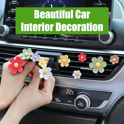 Image of 12 PCS Car Vent Clips Cute Car Accessories, Flower Car Air Outlet Clip Vent Clips for Women Car Interior Decoration (3 Size, Red, Yellow, Green, Purple)