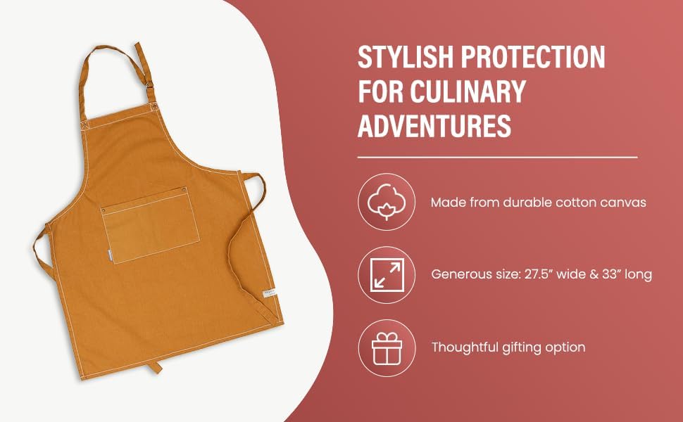 AMOUR INFINI Cotton Solid Aprons for Women with Pocket, Adjustable Strap and Waist Ties Washed Chef Aprons for Cooking, Baking and Gardening (27.5 x 33 Inches - Yellow) - Image 3