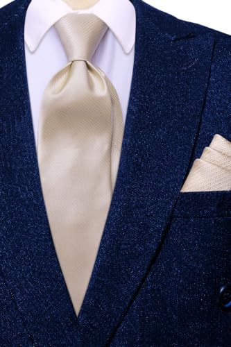 Image of Hi-Tie Men Ties Sets Silk Stripe Paisley Necktie Pocket Square Cufflinks for Business Wedding