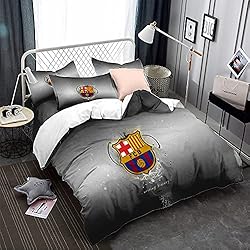 Funda Nordica Barcelona CHAOSE-ESB Equipo De Fútbol Funda Nórdica Microfibra Ligera Funda De Edredón Suave Juego De Cama Sing Double King Size 3 Piezas (patrón 01,(150x200cm)-Cama de 90)
