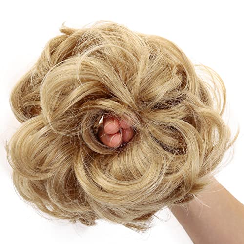 JJstar Messy Hair Bun Curly Wavy Hair Scrunchies Accessories Pieces for Women Girls Synthetic Chignons (Natural Blonde) - Image 4