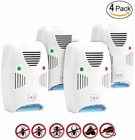 TSWA Pest Repellent, Ultrasonic Pest Control Bugs Repeller Plug in, Home Nontoxic Rodents Reject Solution, Work for Mice Cockroaches Fleas Mosquitoes Flies Spiders, Night Light (4 Packs)