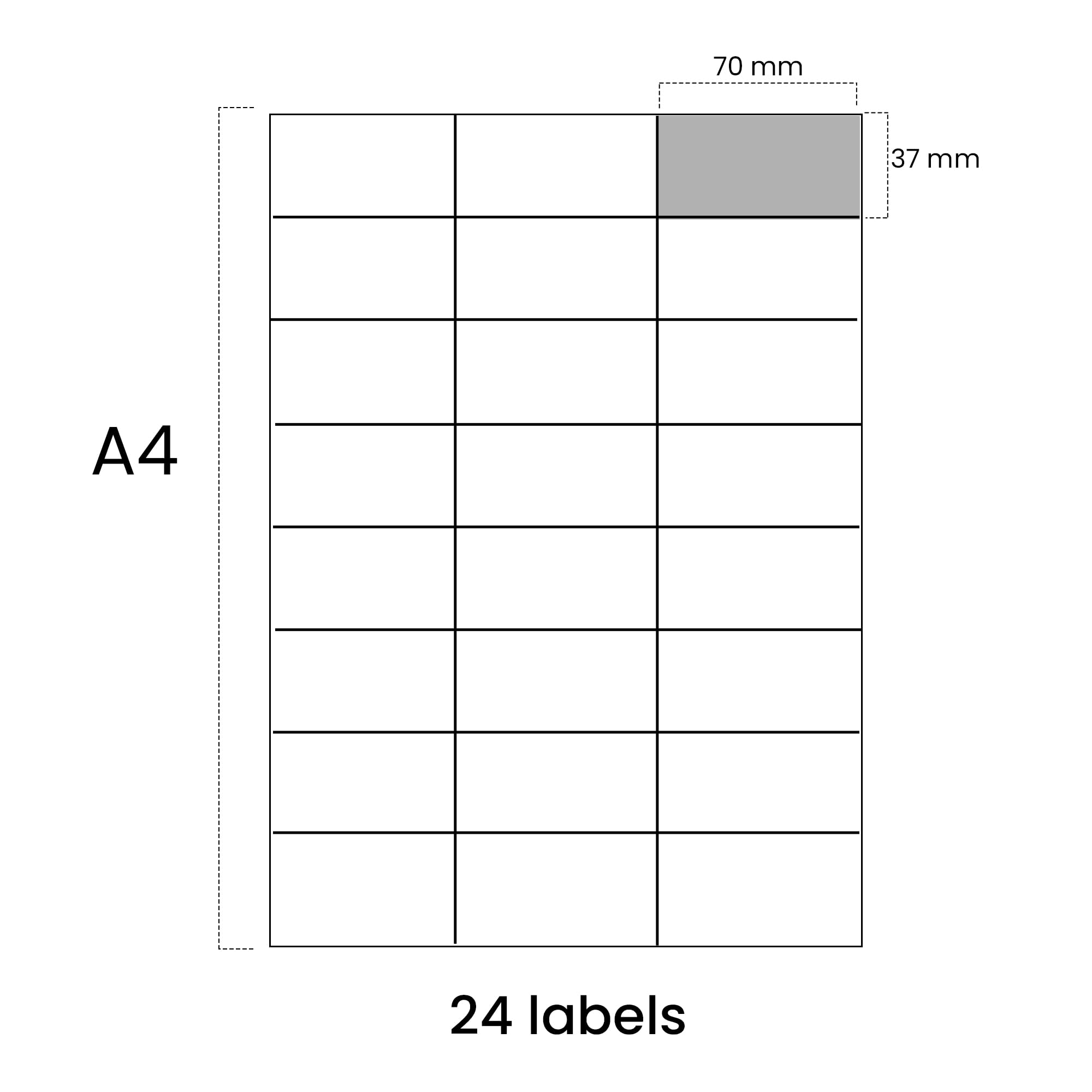 Hd-line Adressetiketten 20 Packungen, 100 Blatt, 70 x 37 mm, 48000 Stück, Selbstklebend, bedruckbar, matt, blanko Papier Adressaufkleber Etiketten, Universal, 24 pro A4 Bogen, weiß