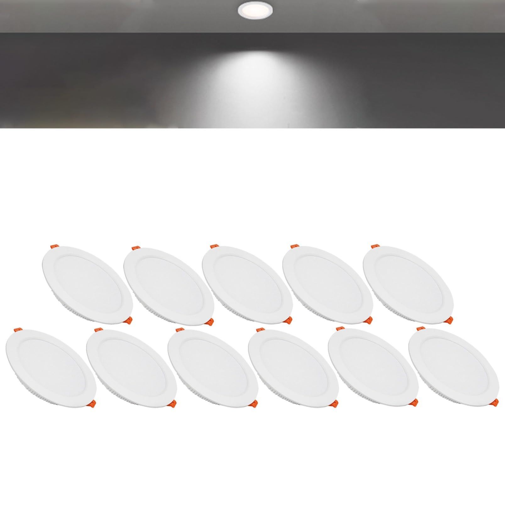 TTiiLoe 21W Round LED Recessed Ceiling Spotlights, 6000K Cold White Ultra Slim Panel Ceiling Light, Cut Φ160-170mm, AC110-240V Downlights for Hallway Stairwell Showroom, 11 Pack