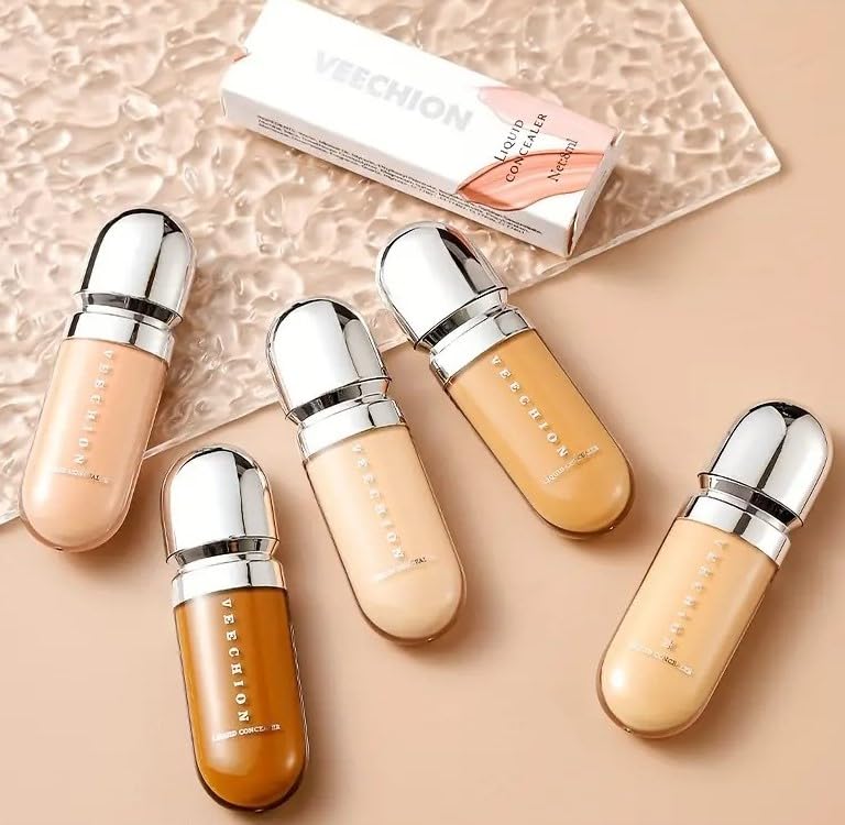 12-Shade Full Coverage Long Lasting Concealer, Waterproof Liquid Foundation For All Skin Types, Matte Finish, Buildable Coverage (12, 8ml)