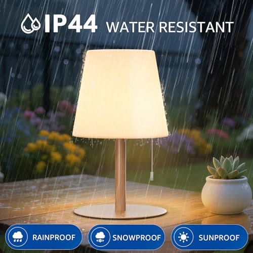 Image of uuffoo Shower Lamp Rechargeable Cordless Light Waterproof for Bathroom Spa | Portable Battery Operated Table Lamp RGB Mood Lighting LED Night Light for Patio kitchen Camping (2PCS Wood Grain)