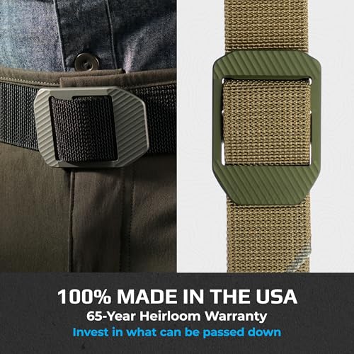 Image of Trayvax Tactical Belt, Nylon Web Cinch Belt for Men and Women, Outdoor Hiking and Military Accessories, CNC Machined