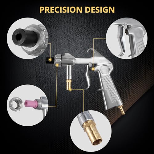 Image of AMTOVL Sand Blasting Guns Sandblaster + 4Pcs Ceramic Nozzles + Extra Iron Nozzle Tip Set