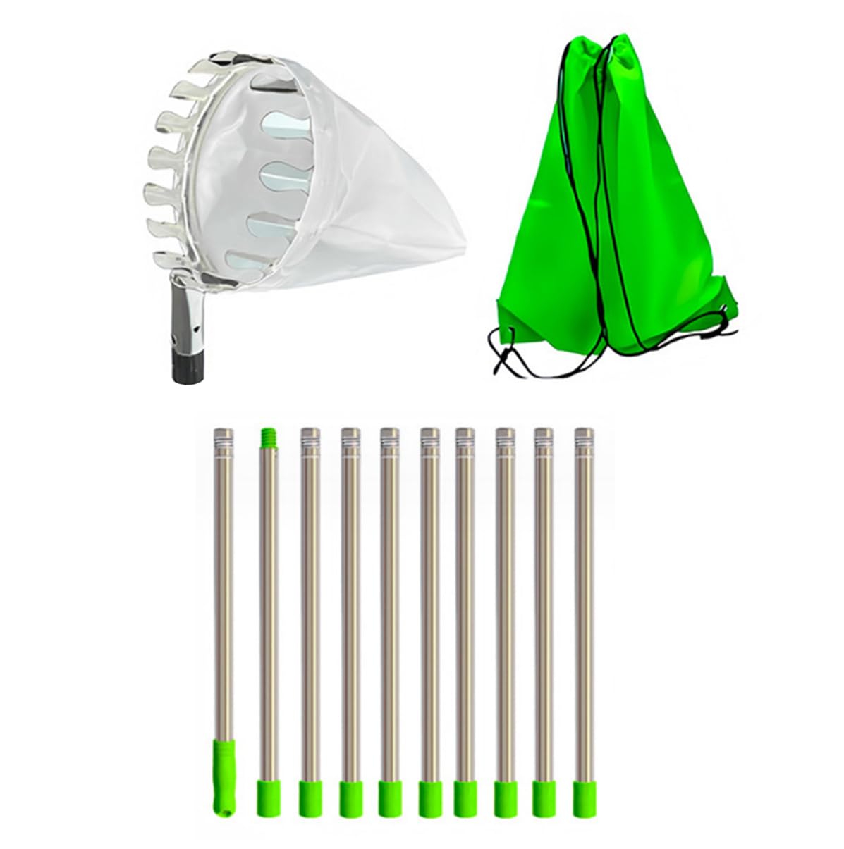 Herramienta de recolección de frutas extensible con varilla de acero inoxidable y bolsa de almacenamiento profesional para jardineros domésticos