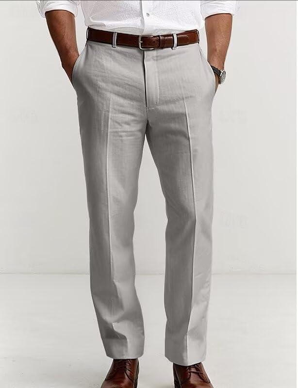 Vintage Men’s Dress Pants Cotton Linen Summer Beach Casual Trousers Loose Fit Comfort Outdoor Holiday Daily Vacation Pant3