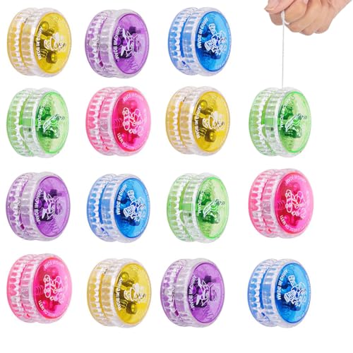 Yoyo - Conjunto de 15 luzes LED para crianças, brinquedos para iniciantes, meninos e meninas, perfeito para presentes de convidados, festas, aniversários infantis e presentes (cores aleatórias