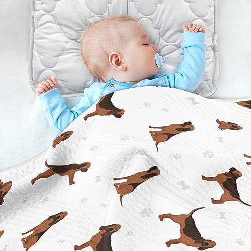 Image of Swaddle Blanket for Dogs Bloodhound Baby Receiving Blanket Muslin Baby Swaddles Soft Cotton Breathable Nursery Blankets for Unisex Boys and Girls 30x40 Inch