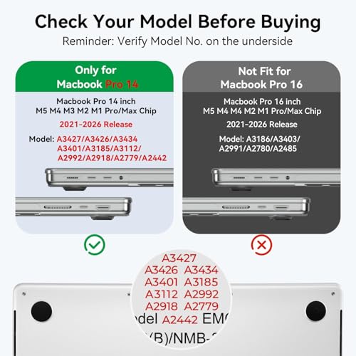 Image of EooCoo Case Compatible for New Apple MacBook Pro 14 inch M5 2026 2025-2021 M4 M3 M2 M1,A3427 A3426 A3434 A3112 A3185 A3401 A2918 A2992 A2779 A2442 Pro /Max,Laptop Plastic Hard Shell Cover,Glitter Clear