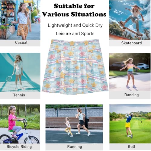 visesunny Girl's Golf Skirt Athletic Cute Airplane Star Cloud Tennis Skort Sport Activewear with Double Layer Pockets4