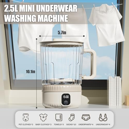Image of Underwear Washing Machine, Upgrade 2.5L Mini Portable Washing Machine, Mini Washer Deep Cleans Small Clothes for Apartment, Dorm, RV, Travel & Hotel Use (khaki)