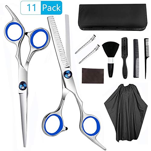 Preisvergleich Produktbild TWBEST Haarschere,Haarscheren Set, professionelle Friseurschere, Effilierschere, Friseurscheren-Set mit schwarzem Lederetui und Umhang,Modellieren Professionelle Friseur-Sets