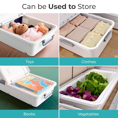 Image of The Better Home Large Capacity Underbed Storage Box with Lid & Wheels,47L,Storage Box For Clothes,Storage Organizer,Plastic Box,Blankets /Toys /Stationary,Dustproof,Stackable,Transparent,79x39x80 cm