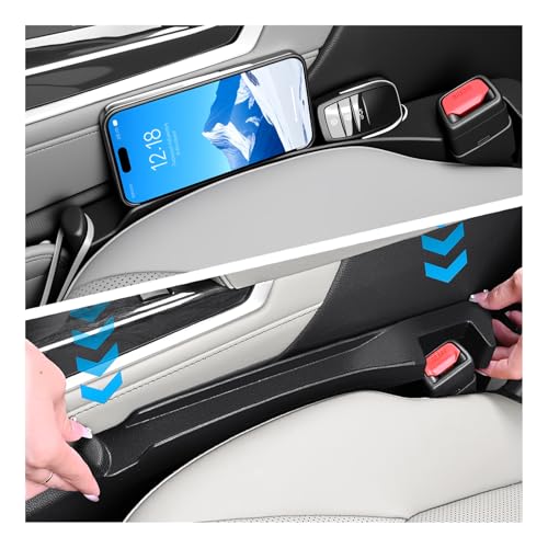 Purthog 2PCS 3-in-1 Car Seat Gap Filler Organizer with Hooks & Storage Slots Car Gap Seat Filler Console Catcher for Gaps Filling & Item Storage Universal in Between Cars Seats Catcher