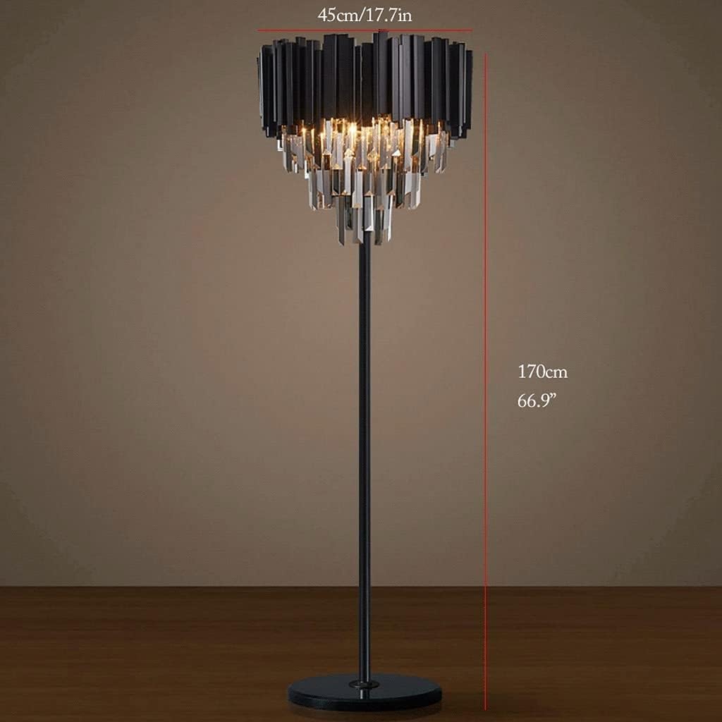 Lampa stojąca 66,9 inch staande lamp moderne vloerlamp met kristallen kap en marmeren voet vloerleeslamp voetschakelaar hoge paallamp idealny wybór